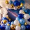 Blue Gold Balloons, 12 Inch Royal Blue and Gold Balloons, Blue and White Gold Balloons Metallic Gold Star Confetti Latex Balloons